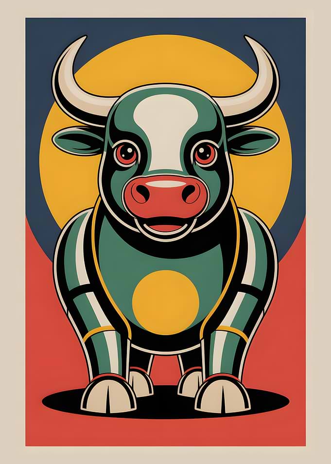 Stylized Cartoon Bull Illustration