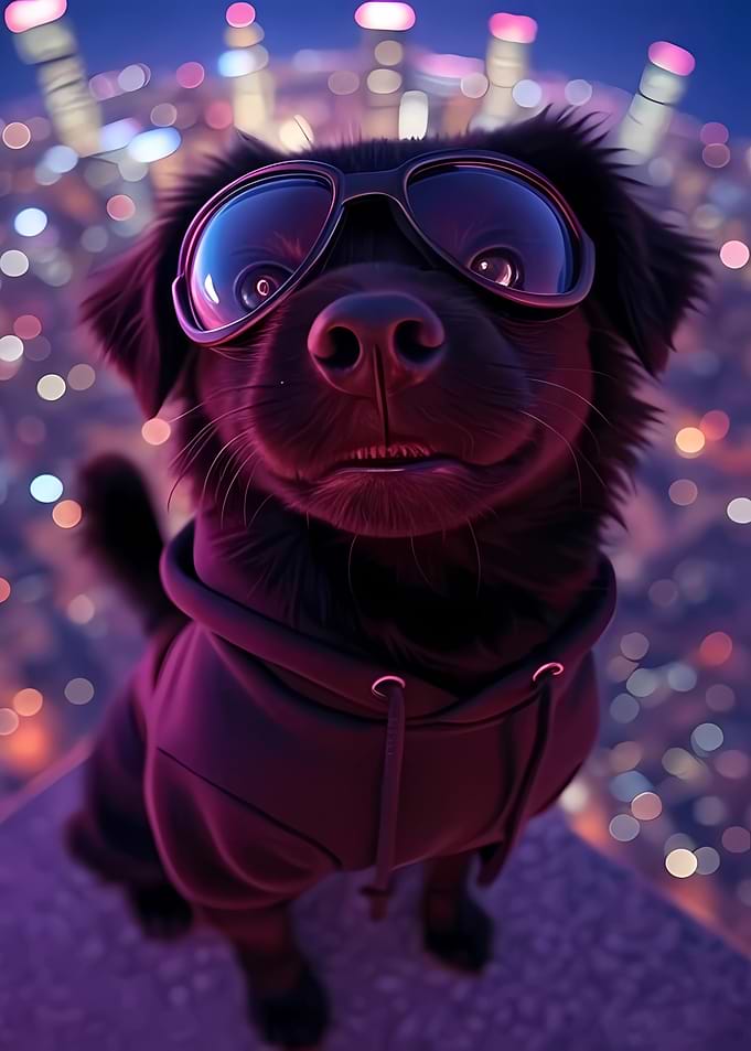 Cool Dog in Hoodie with Sunglasses