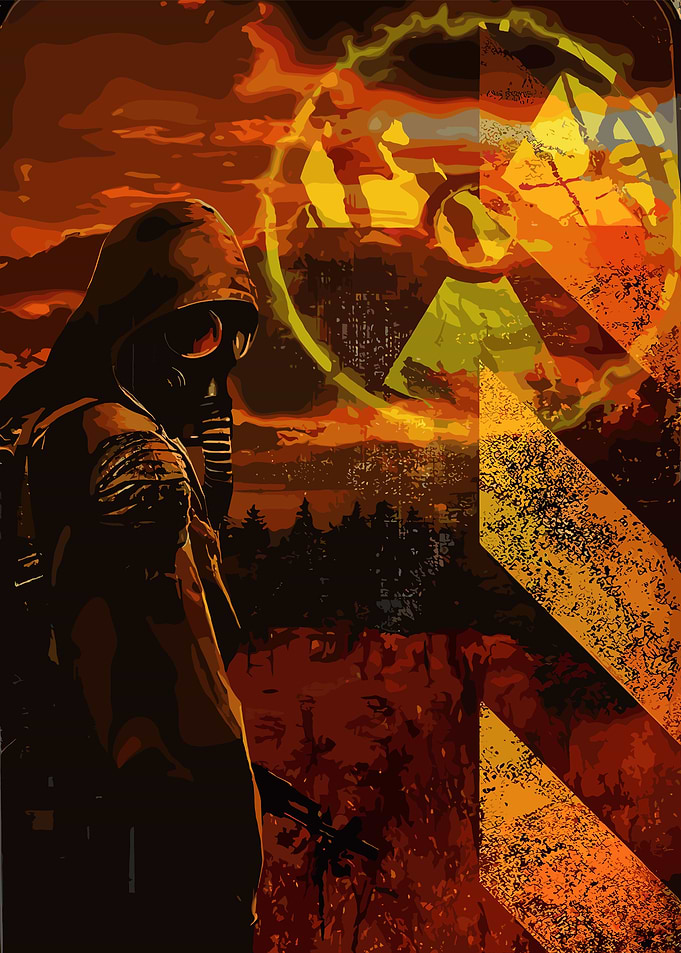 Post-Apocalyptic Survivor with Gas Mask