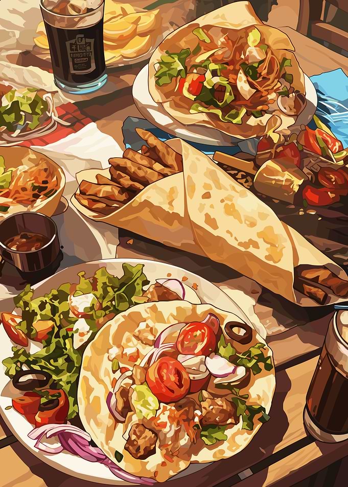 Delicious Tacos and Drinks on Table