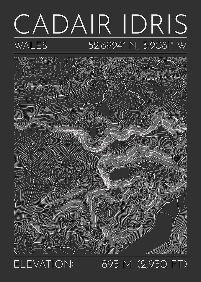 Cadair Idris Wales Topographic Contour Map