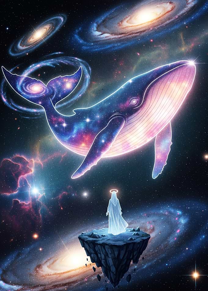 Cosmic Whale Angelic Figure