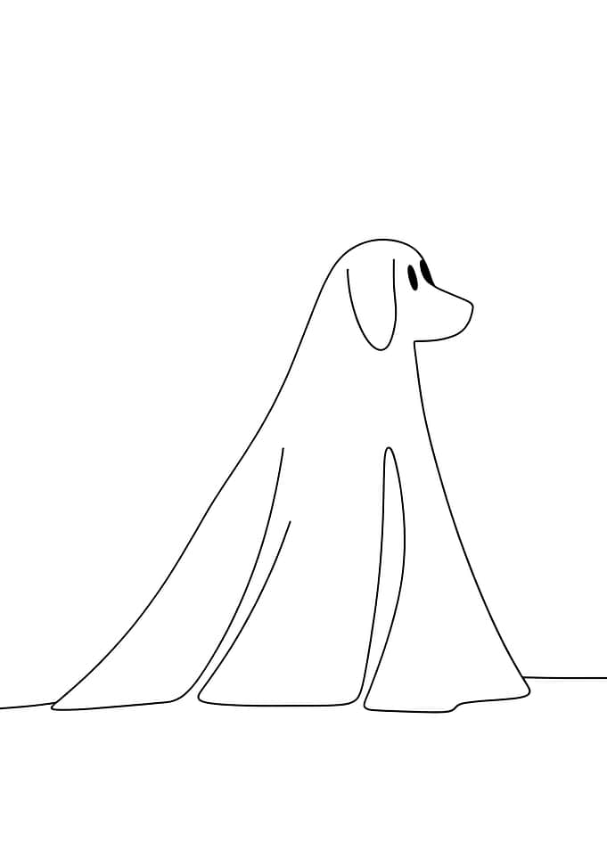 Minimalist Fantasy Dog Ghost Line Art