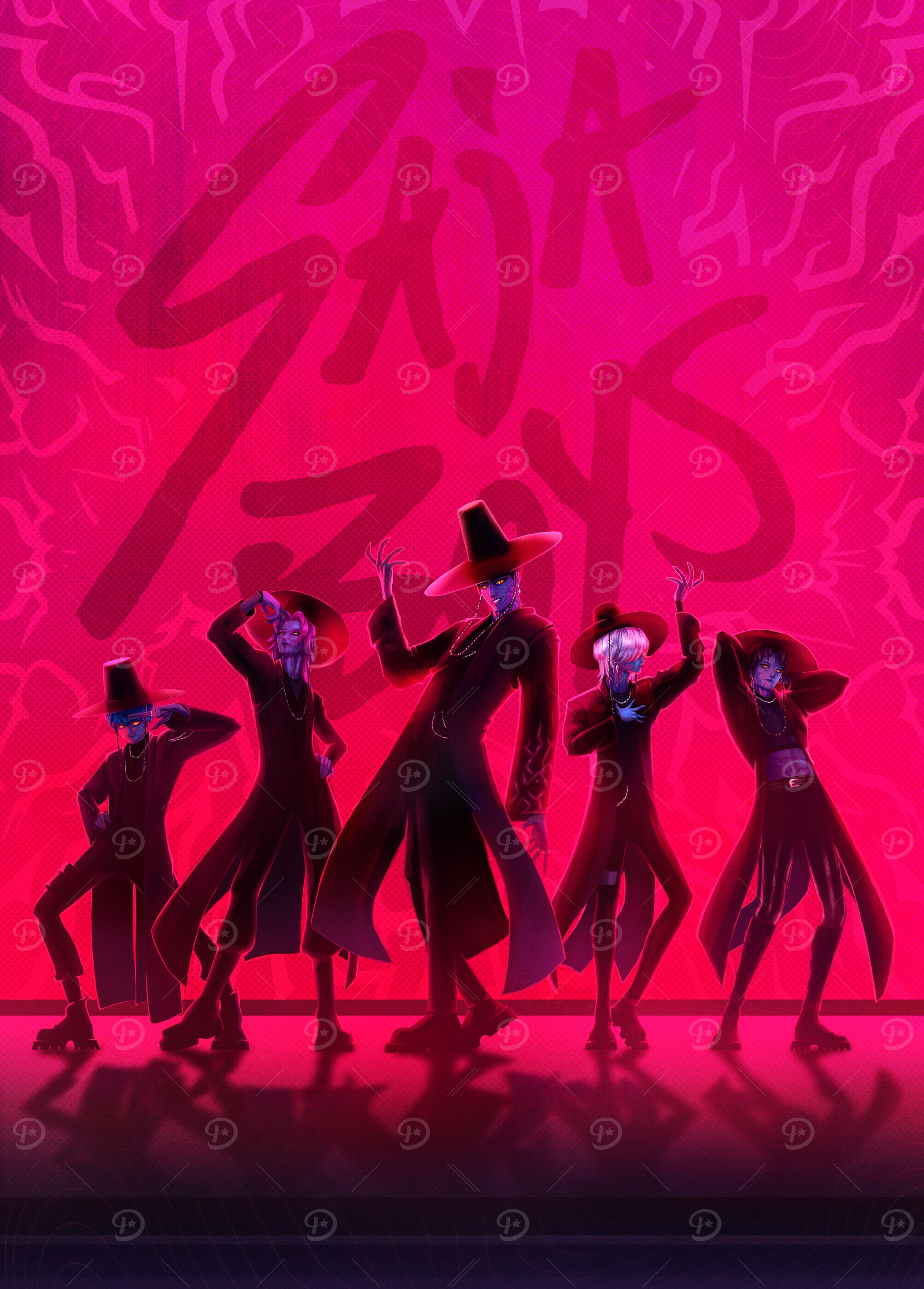 Saja Boys in Neon Red