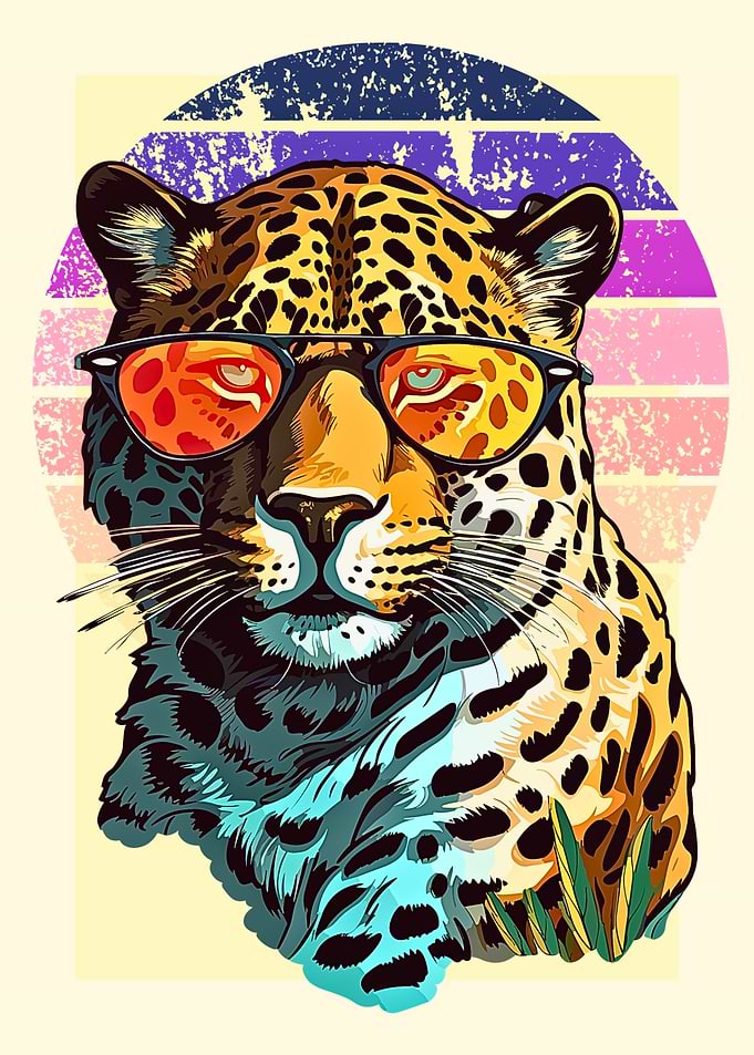 Cool Leopard with Sunglasses Illustration