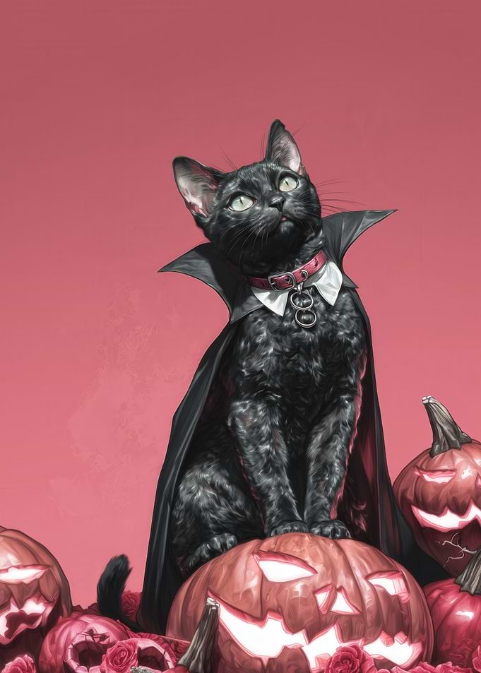 Vampire Cat Halloween Portrait