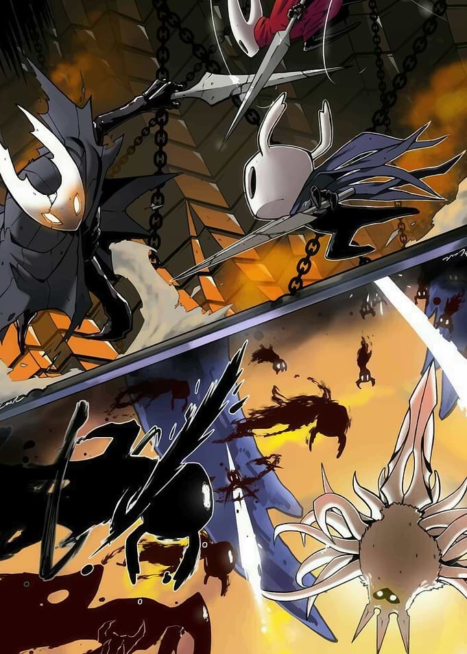 Hollow Knight Battle Scene Illustration