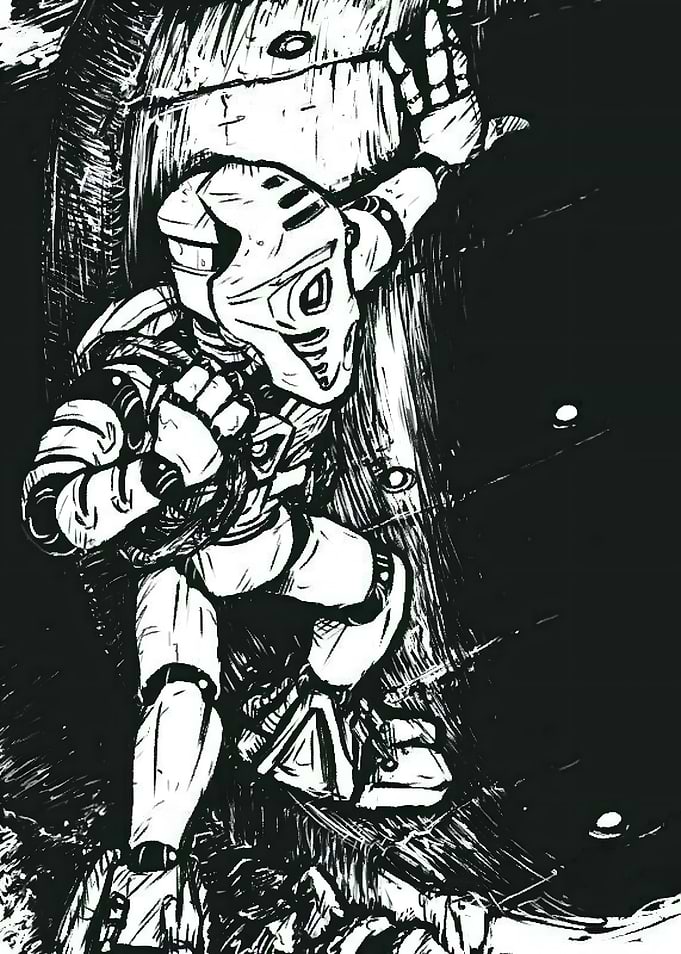 Bionicle Climbing Black and White Art