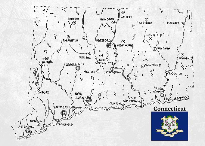 Hand Drawn Map of Connecticut