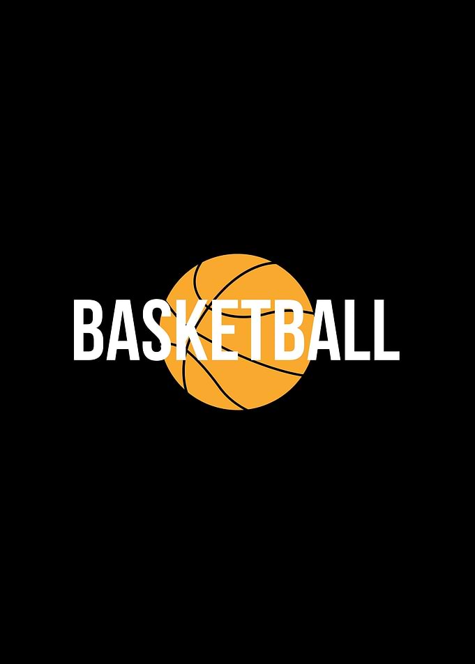 Basketball graphic on black background