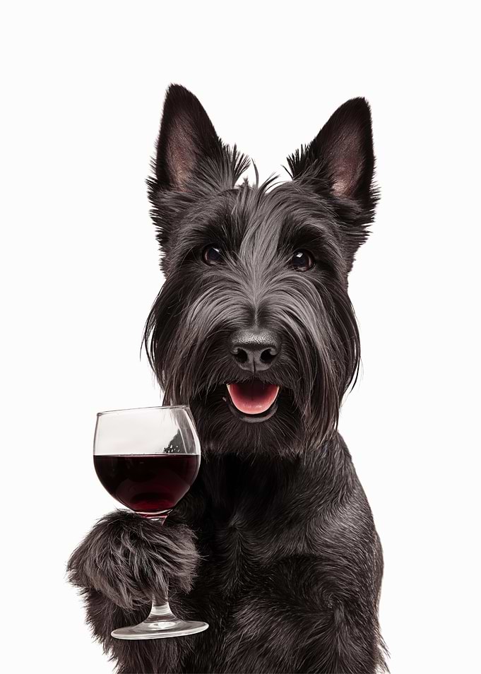 Scottish Terrier with Wine Glass