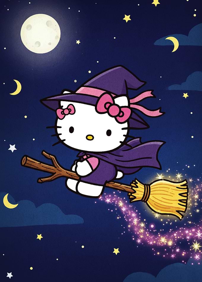 Hello Kitty Witch on Broomstick