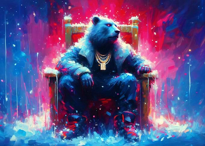 Animal Rap God - Bear on Throne with Gold Chains