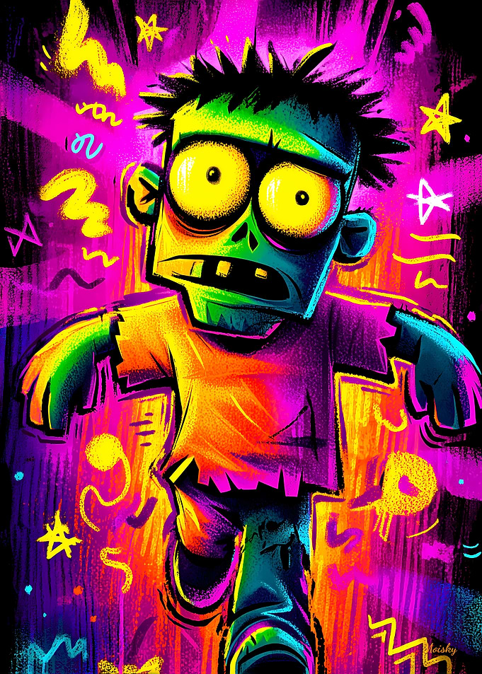 Neon Zombie – Cartoon Pop Art Horror