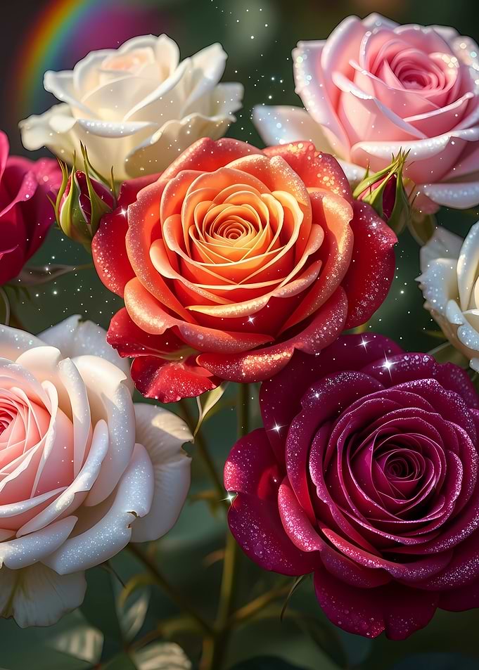 Sparkling Roses with Rainbow