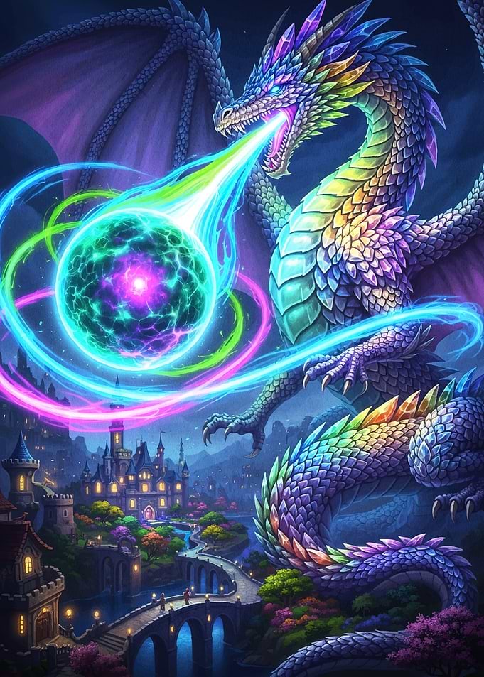 Rainbow Dragon Breath Fantasy
