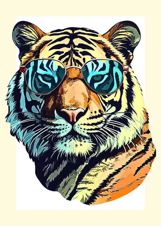 Cool Tiger with Sunglasses Illustration