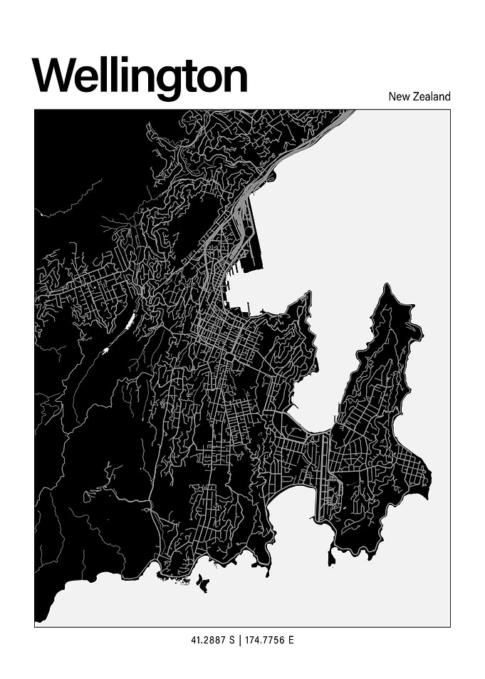 Wellington Black and White Map