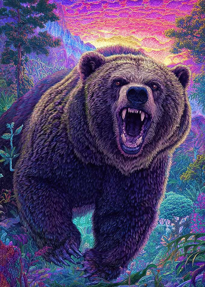 Roaring Bear Psychedelic Forest