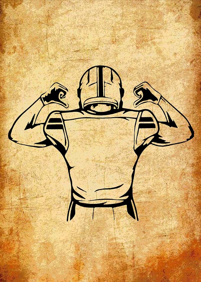 American Football Player Illustration on Grunge