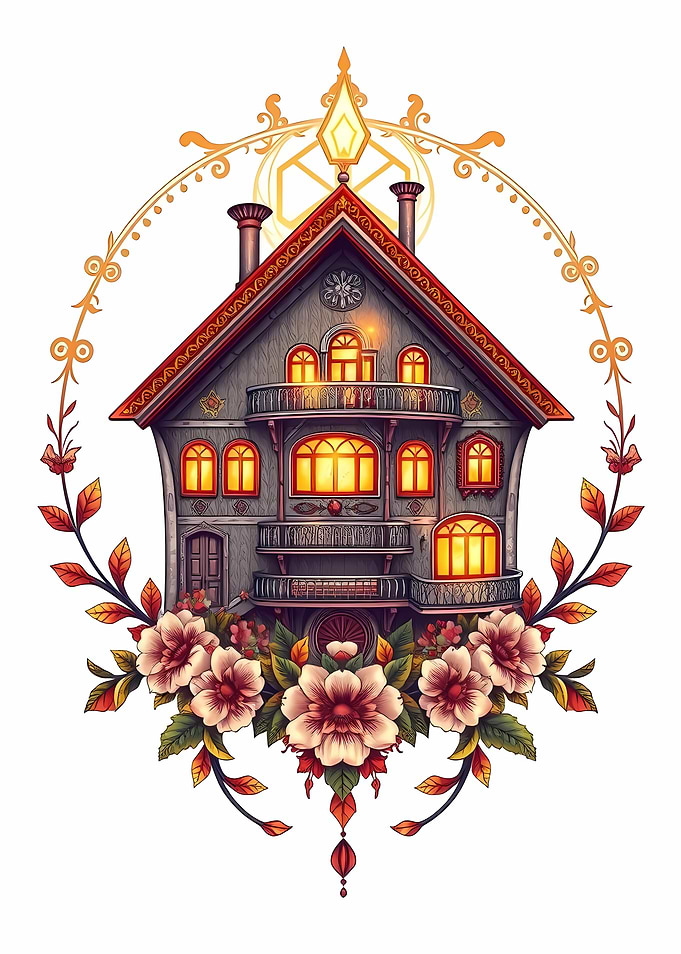 Floral House Illustration