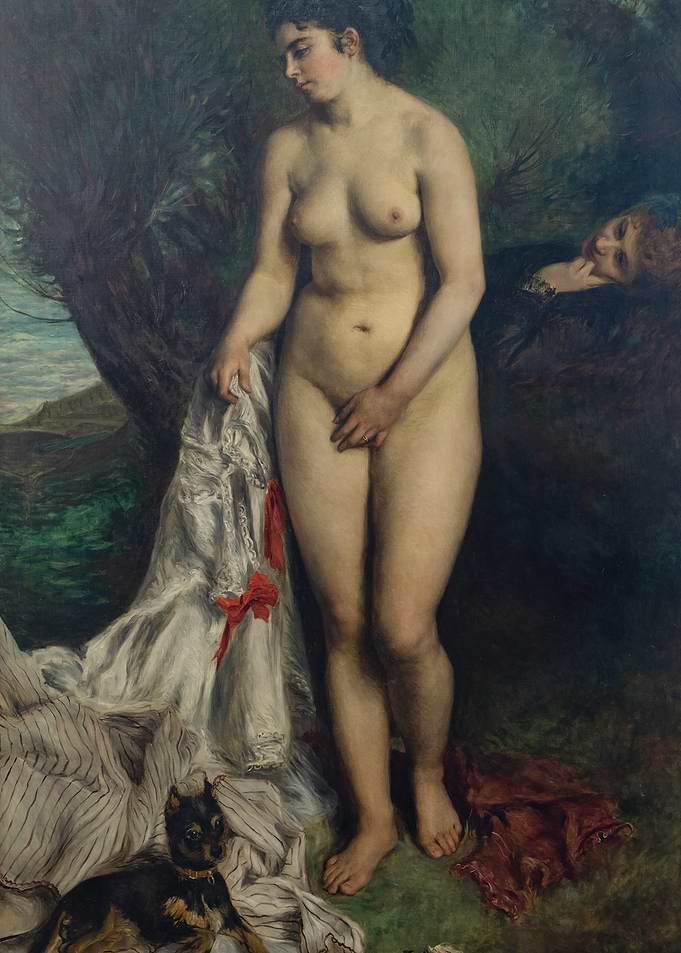 Nude Woman with Dog and Companion