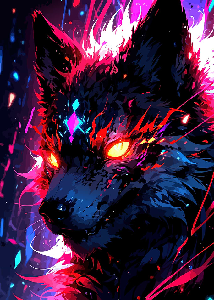 Cyberpunk Wolf Portrait