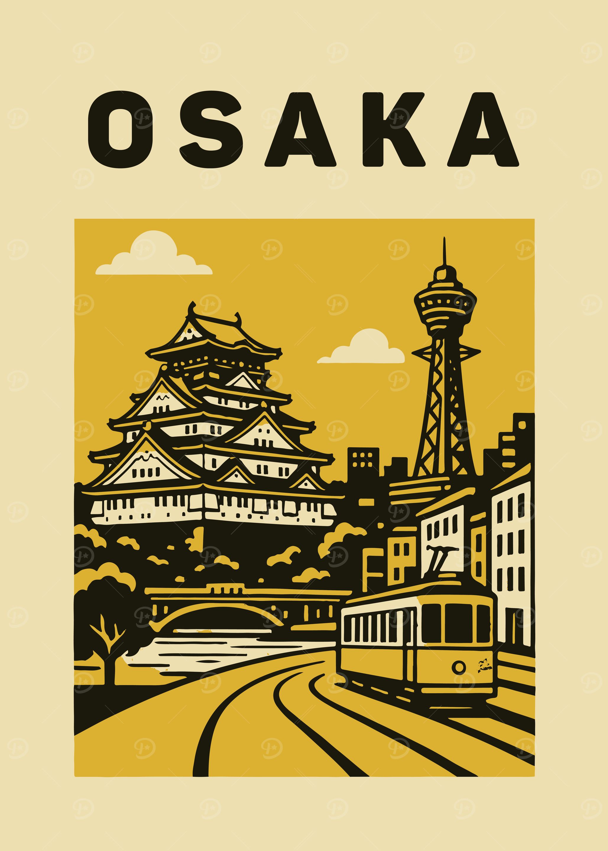 Osaka Cityscape Illustration