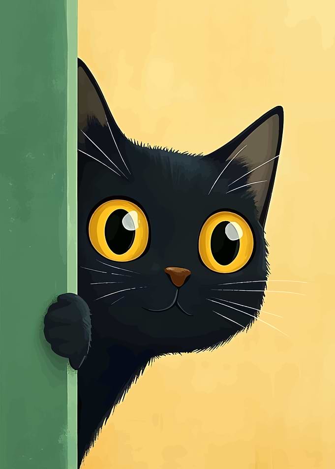 Cartoon Black Cat Peeking
