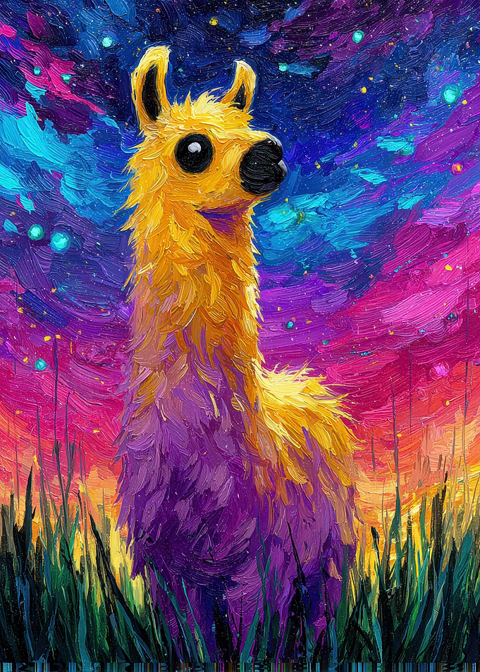 Colorful Llama Portrait