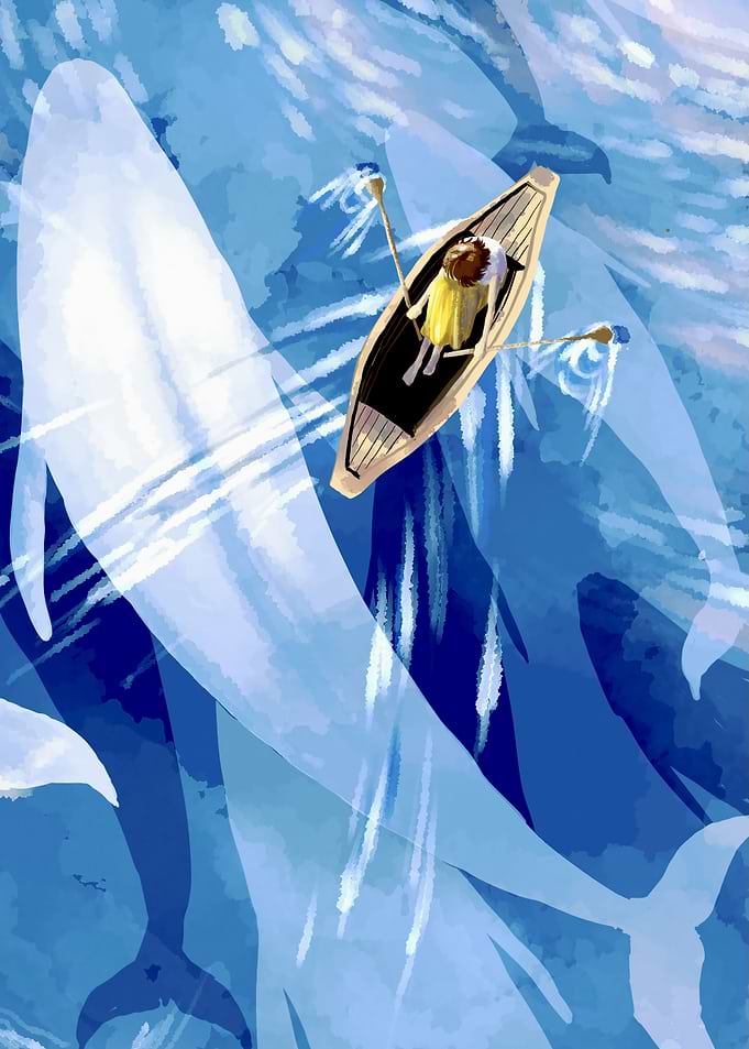 Whale Encounter: Girl in Boat