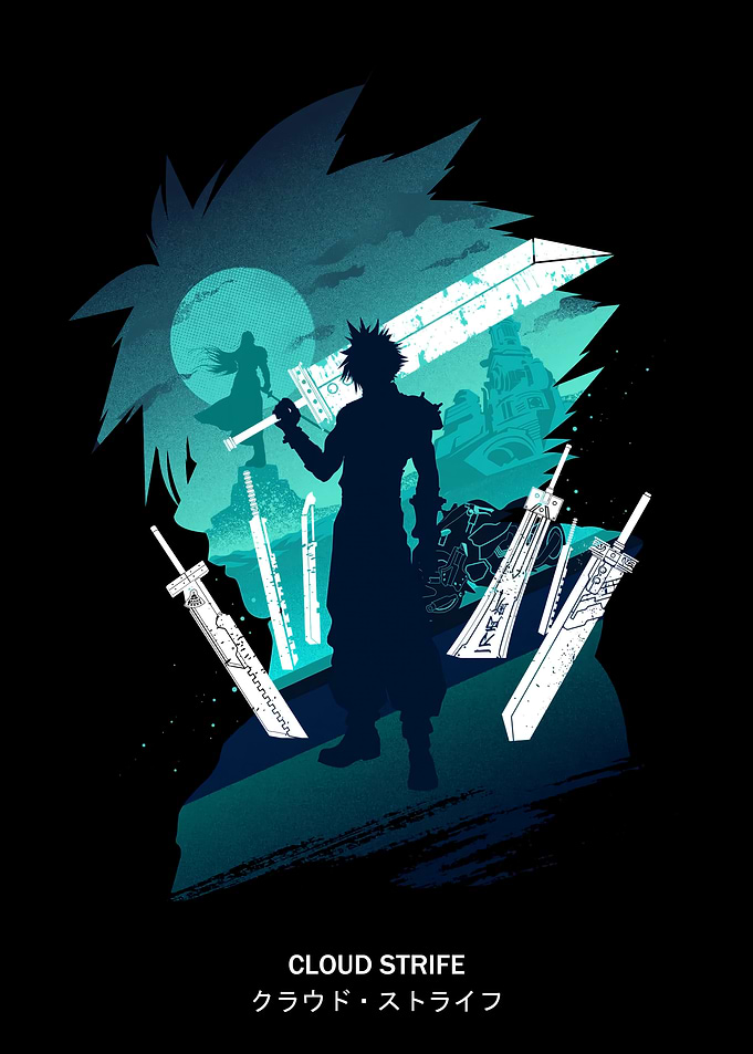 Cloud Strife Silhouette with Buster Sword