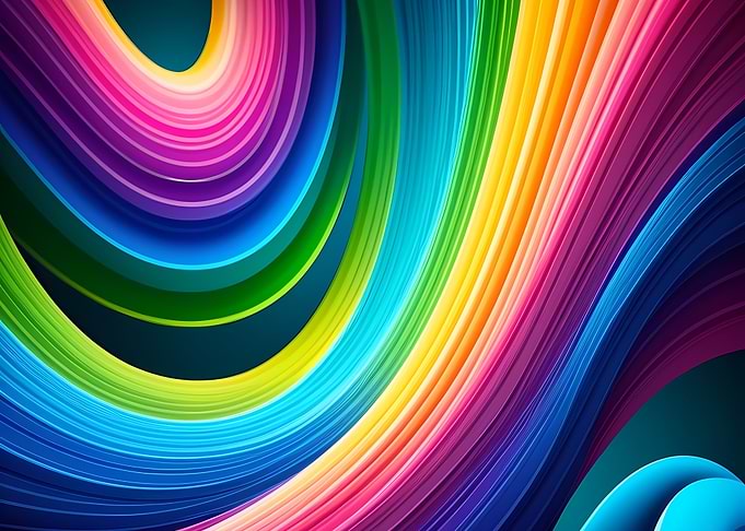 Radiant Rainbow Wave Ribbons — 3D Layered Abstract Curves