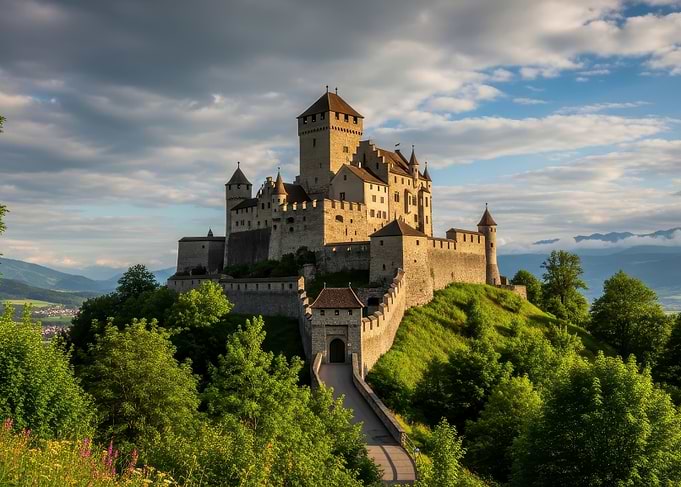 Medieval Castle on Hilltop