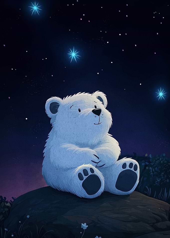 Cute Bear Gazing at Stars