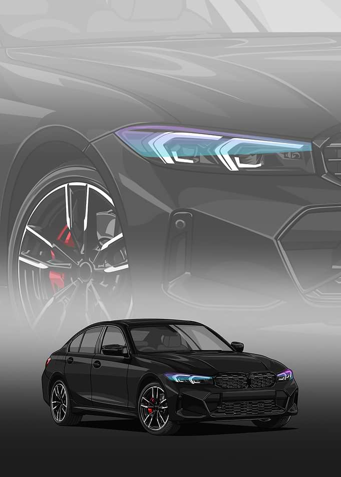 Black BMW M340i Illustration
