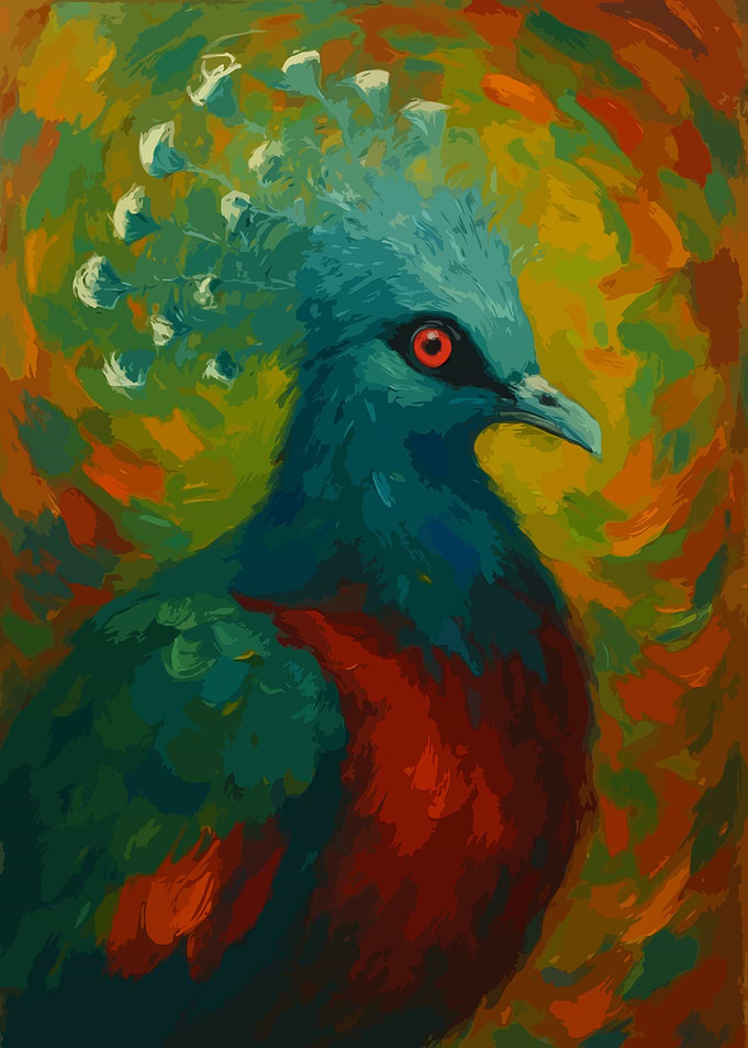 Victoria Crowned Pigeon Painting Art