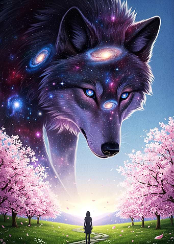 Cosmic Wolf Cherry Blossom
