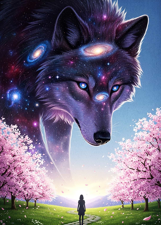 Cosmic Wolf Cherry Blossom