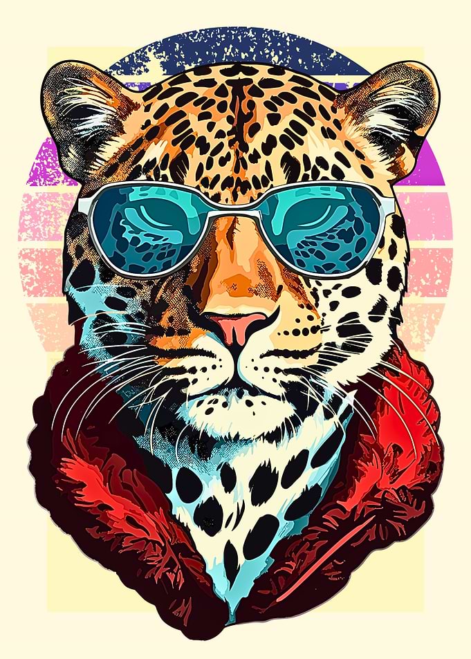 Cool Leopard with Sunglasses and Jacket