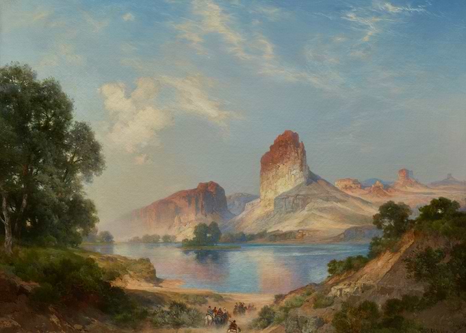 Western Landscape Painting with Riders