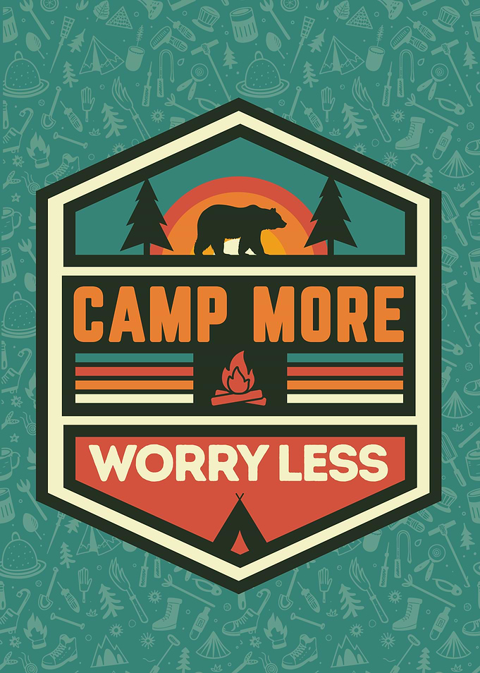Camp More Worry Less Illustration
