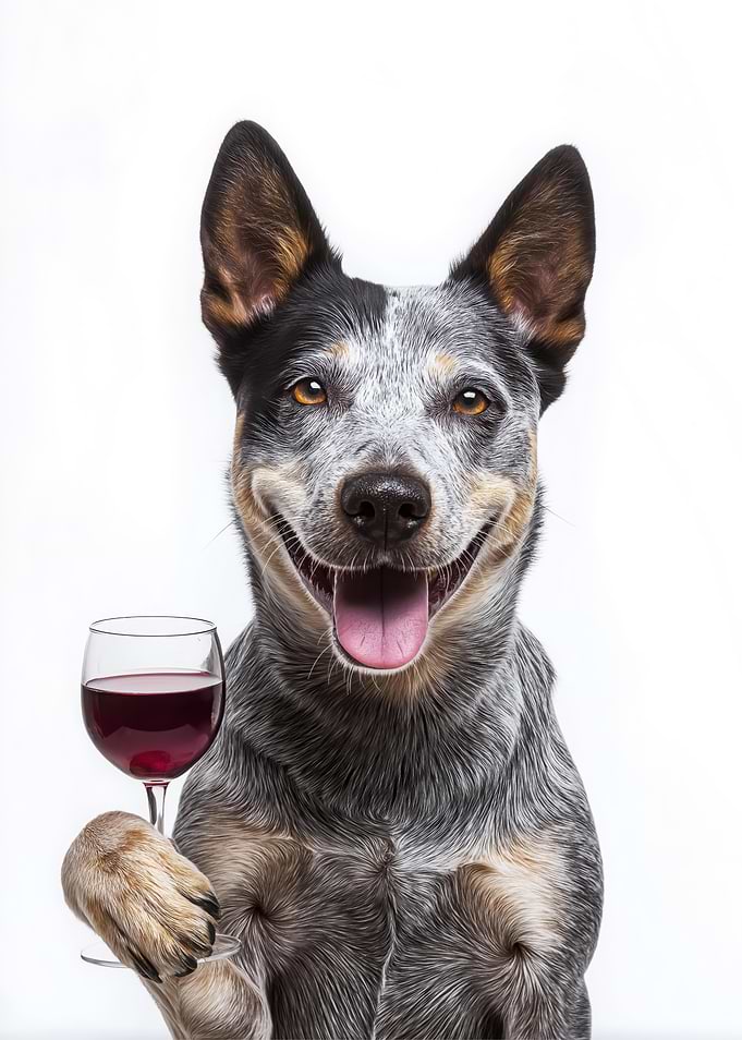Australian Cattle dog with Wine Glass Portrait