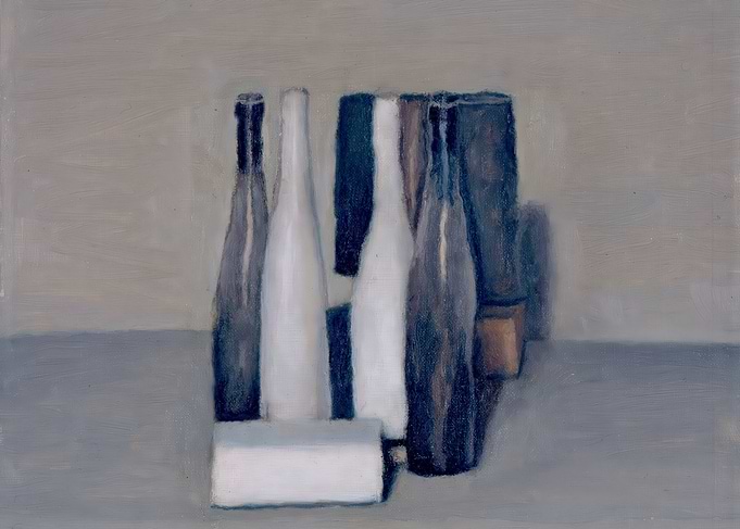 Still Life with Bottles and Box, giorgio morandi paintings​