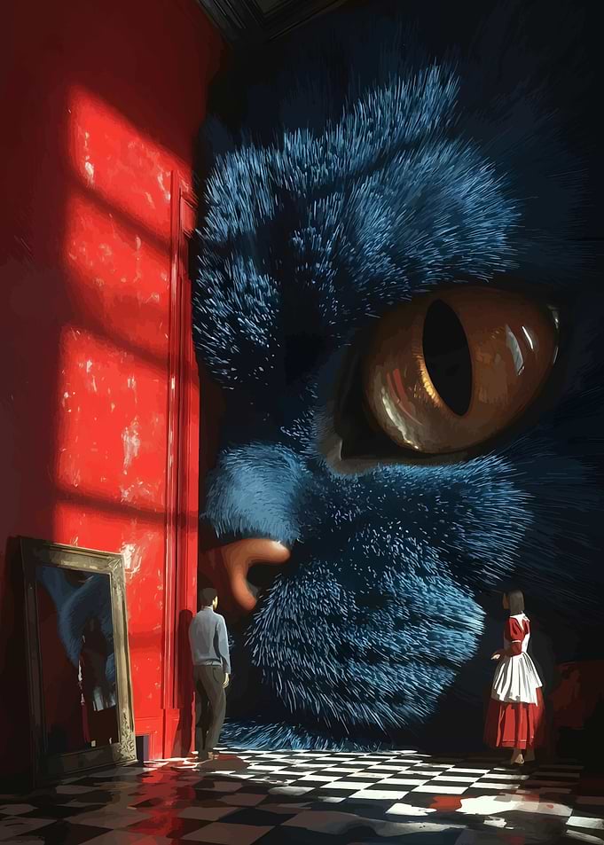 Giant Cat Face in Room