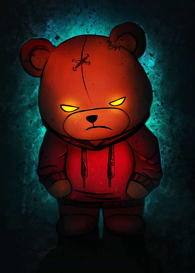 Grumpy Teddy Bear with Hoodie