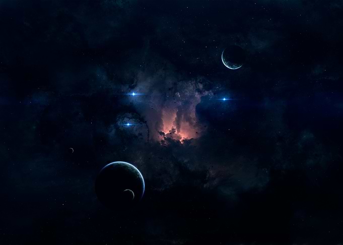 nebula with planets and stars