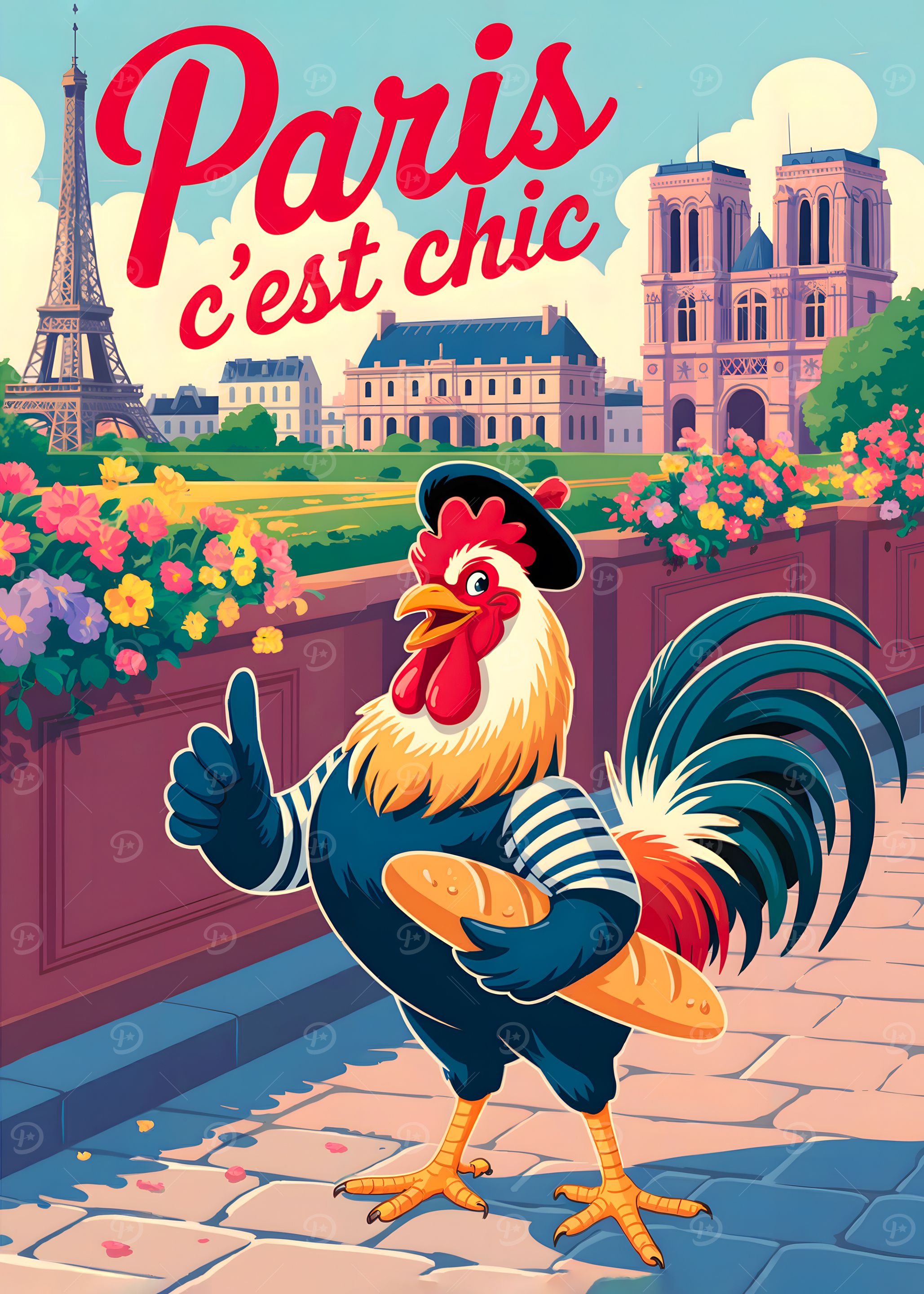 Paris c'est chic: French Rooster Illustration