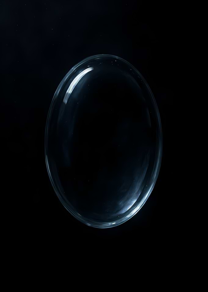 Oval Glass Object on Black Background