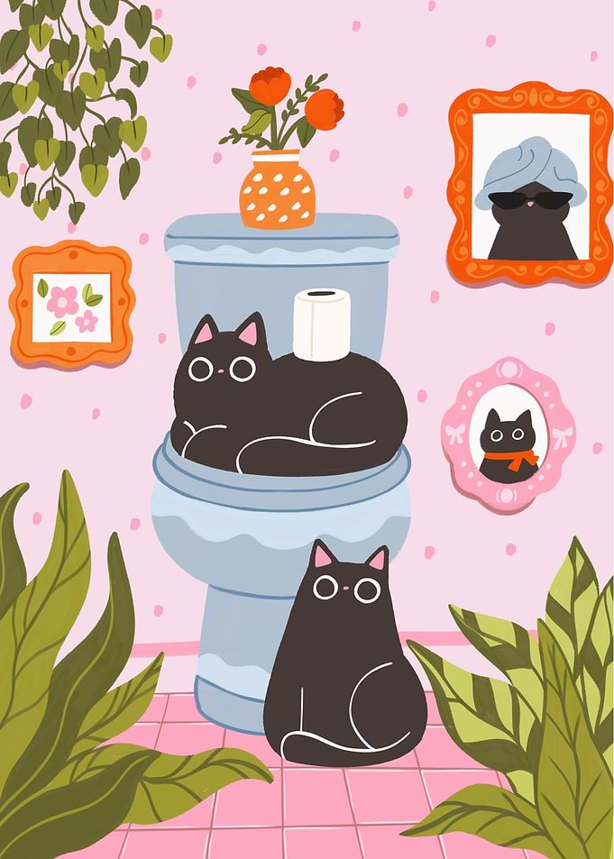 Cats in Bathroom Poster
